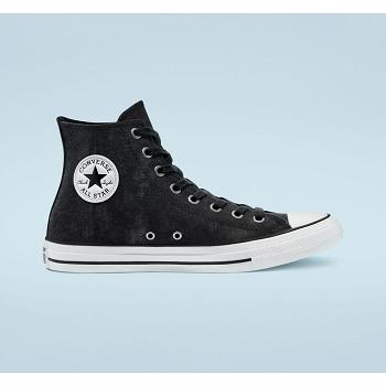 Converse Chuck Taylor All Star Washed Platene Hi Cierne - Panske Vysoké Tenisky